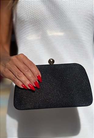 CLUTCH ARREDONDADA TECIDO PRETA
