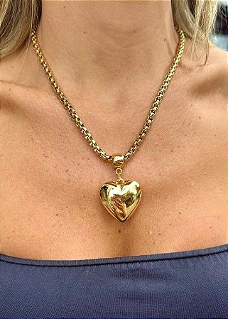 COLAR CORRENTE CORAÇÃO G DOURADO