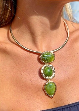 CHOCKER ARO GOTA E FORMAS VERDE