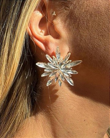 BRINCO RAIOS CRISTAIS DOURADO