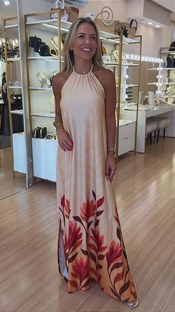 VESTIDO FRENTE UNICA FOLHA DOURADO