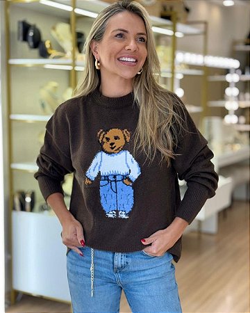 BLUSA TRICOT URSO MARROM