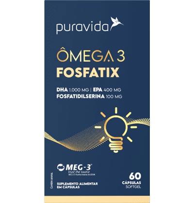 Ômega 3 Fosfatix - Concentração e Memória - 60 cáps - Puravida