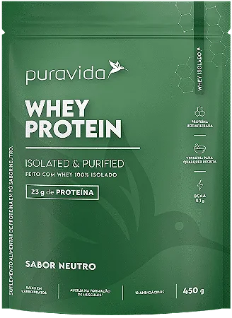 Whey Protein - 100% Isolado - Sabor Neutro - 450g - Puravida