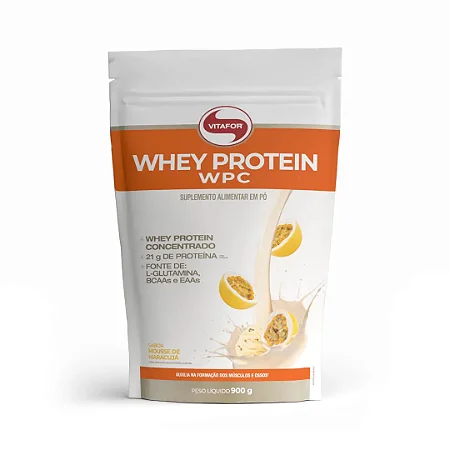 Whey Protein Concentrado Pocket - 900g - Sabor Mousse de Maracujá - Vitafor