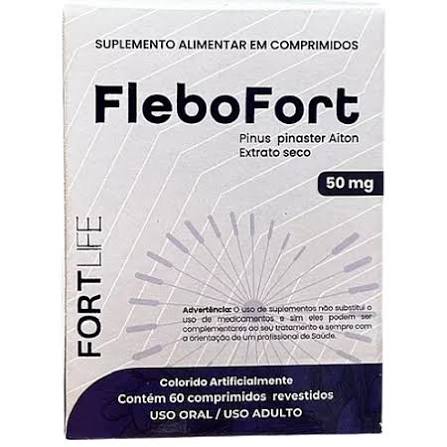 FleboFort - Ativo Pinus Pinaster - 50mg - 60 Comprimidos - Fortlife