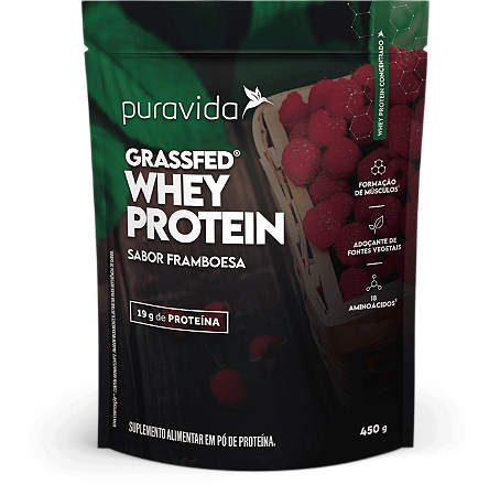 Grassfed Whey Protein - Framboesa - 450g - Puravida