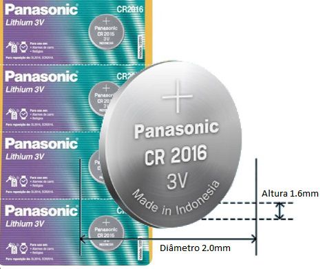 Pilha CR2016 Panasonic Lithium 3V - 1 unid