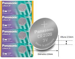 Pilha CR2025 Panasonic Lithium 3V - 1 unid
