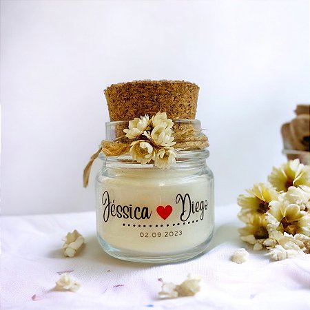 Mini vela personalizada com flores