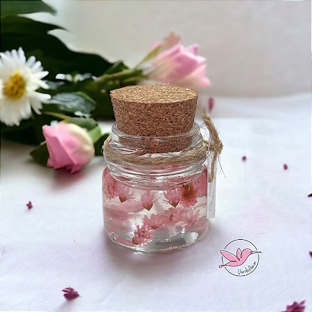 Mini vela gel personalizada com flores e tampa rolha