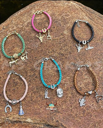 Bracelete de Couro Life Berloques