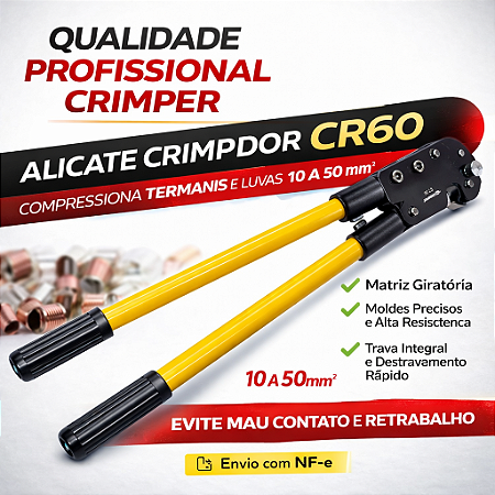 ALICATE CR60 – COMPRESSÃO DE TERMINAIS 10 A 50 mm² – CRIMPER