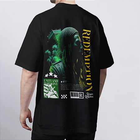 CAMISETA OVERSIZED PRETA BOB MARLEY