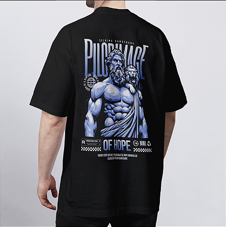 CAMISETA OVERSIZED PRETA DEUSES SHAPE