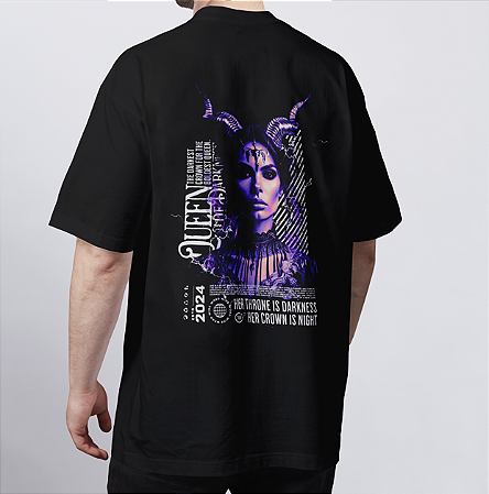 CAMISETA OVERSIZED PRETA QUEEN - RAINHA