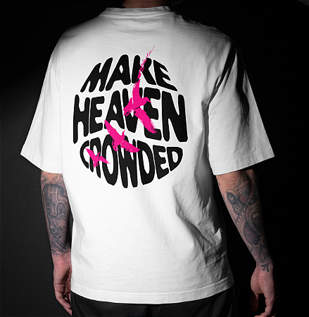 CAMISETA OVERSIZED BRANCA MAKE HEAVEN