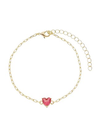 Pulseira com coração de cristal rubelita
