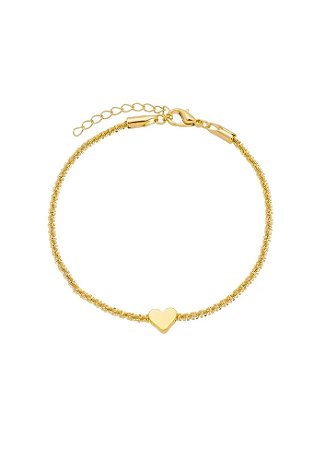Pulseira de malha com coração banho de ouro