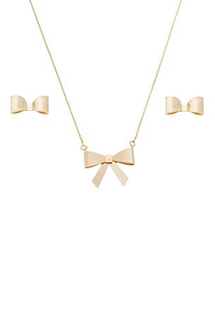 Conjunto de brinco e colar de laço