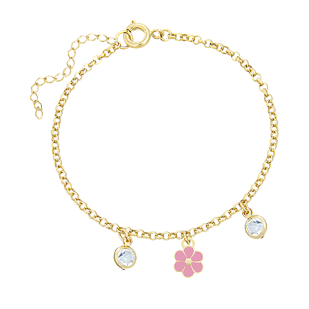 Pulseira infantil flor rosa