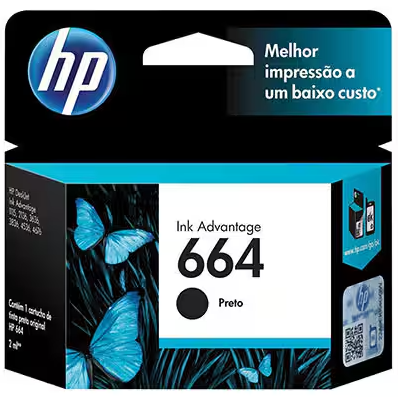 Cartucho de Tinta HP 664 Preto Original | HP DeskJet Ink Advantage 4535, 4675, 3835, 1115, 2135, 3635, 2675, 3775, 3785, 3787, 3789 |