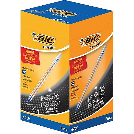 Caneta Esferográfica Cristal Fina Caixa 50 unid. - BIC