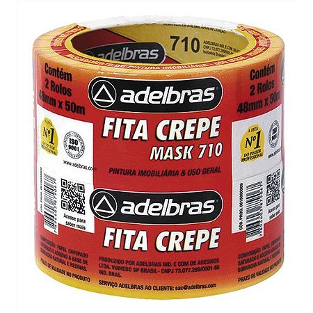Fita crepe 710 Mask Crepe 48mmx50m Pacote 2unid. - Adelbras