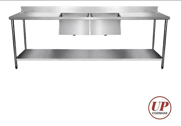 Pia Aço Inox 2 Cubas - 1,20x0,70x0,85 - (NOVO)
