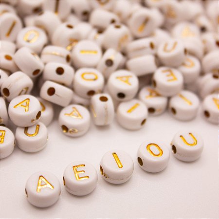 Miçanga Letra Infantil Vogal 7mm 25g Pulseira - 185 Pçs
