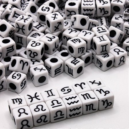 Miçanga Quadrada Signos 7mm 50g - 150 Peças