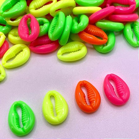 Miçanga Infantil Buzios Colorido Neon 100g - 190 Peças
