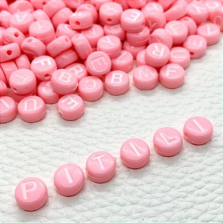Miçanga Infantil de Letra Rosa 7mm 100g Pulseira - 740 Peças