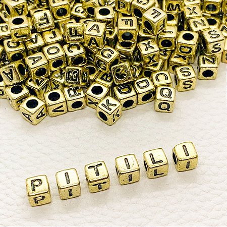 Miçanga Letra Dourada 6mm 100g Aprx 600 Pçs Artesanato