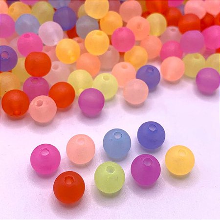 Miçanga Infantil Bola Colorida Fosca  8mm 100g - 400 peças