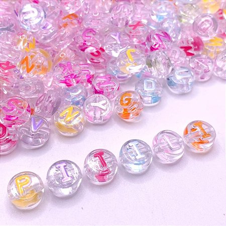 Miçanga Infantil Letra Colorida 10mm 100g Pulseira - 340 Peças