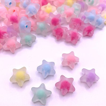 Miçanga Estrela Miolo Colorido Artesanato - 260 Peças