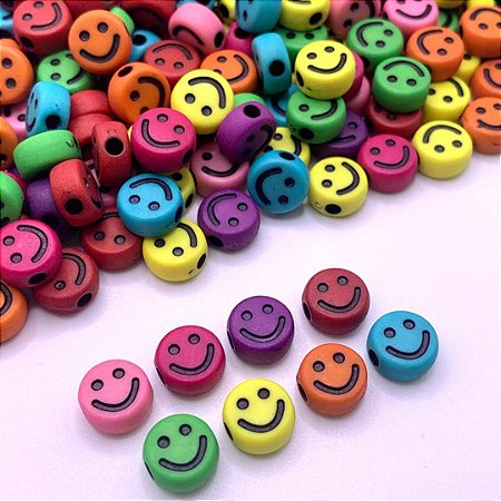 Miçanga Infantil Smile Colorido 10mm 50gr - 170 Pçs