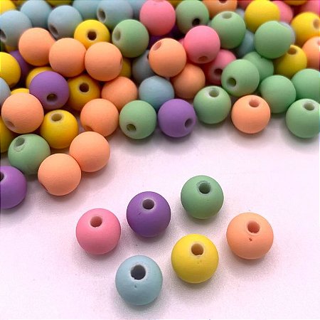 Miçangas Bola Emborrachada Colorida Candy 8mm - 330 Peças