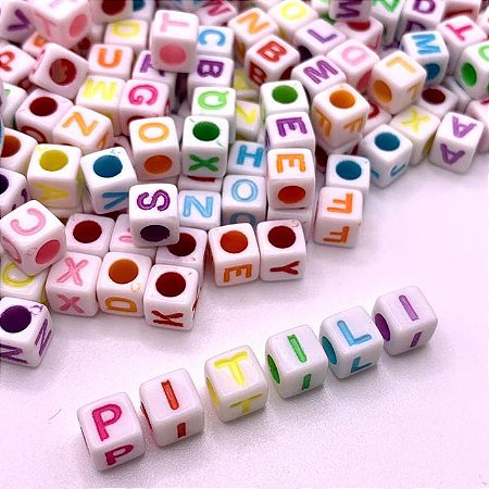 Miçanga Infantil Letra 6mm 100g Para Pulseira - 600 Peças