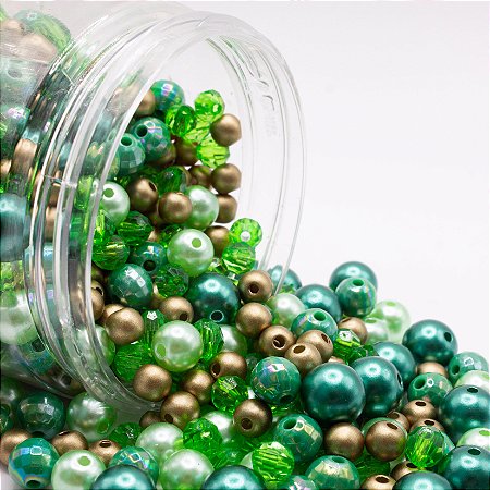 Mix De Pérolas Abs Verdes Para Tiara Bordada - 100 Gramas