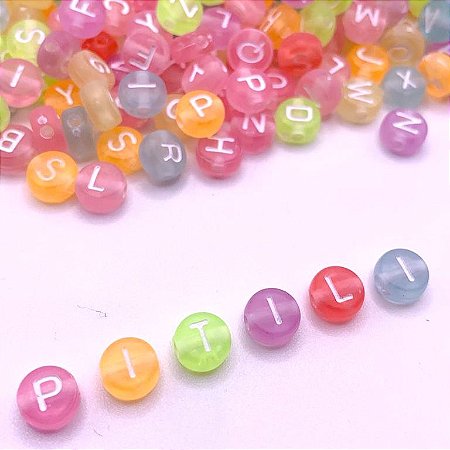 Miçanga Letra  Colorida 7mm 100g Pulseira - 740 Peças