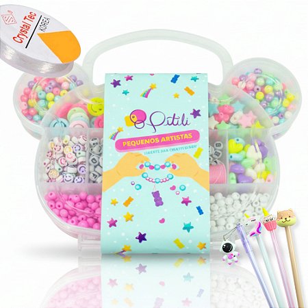 Kit Miçanga Infantil Colorida Para Pulseira e Colar 850 Pçs