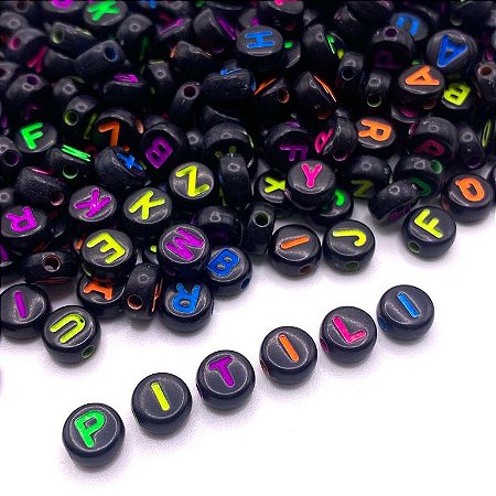 Miçanga Infantil Letra Neon 7mm 100g Pulseira - Aprx 740 Peças