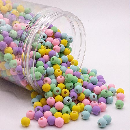 Miçangas Bola Emborrachada 6mm Colorida - Aprx 800 Peças