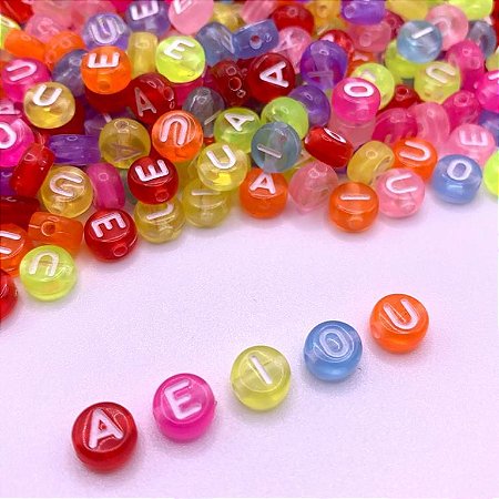 Miçanga Infantil Letra Vogal 7mm 25g - Aprx 185 Peças