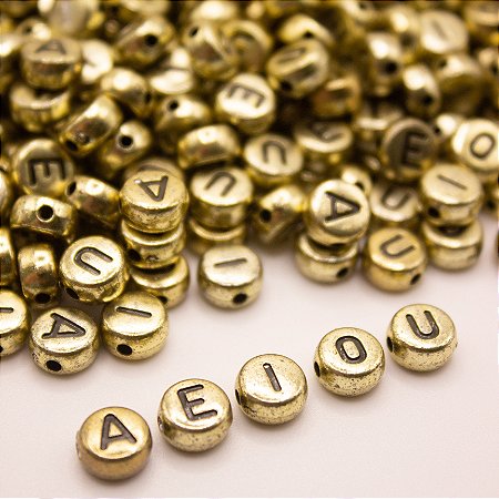 Miçanga Letra Infantil Vogal Apx 185 Pçs  7mm 25g Pulseira