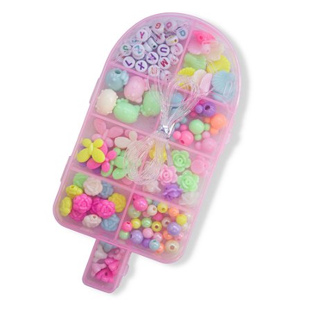 Kit Miçanga Infantil Colorida Para Pulseira e Colar Picolé