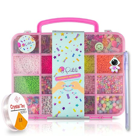 Kit Miçanga Para Montar Pulseira Infantil 4000 Peças + Fio