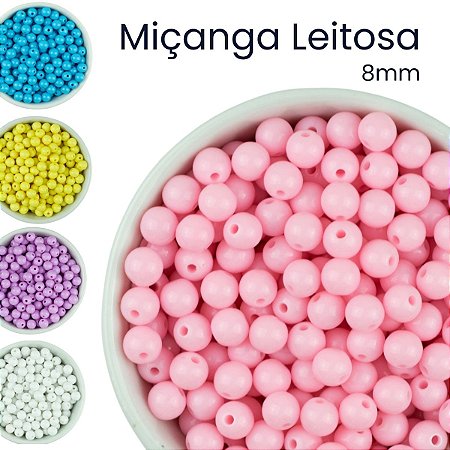 Miçanga Bola Leitosa de 8mm 100g Diversas Cores - 380 Peças